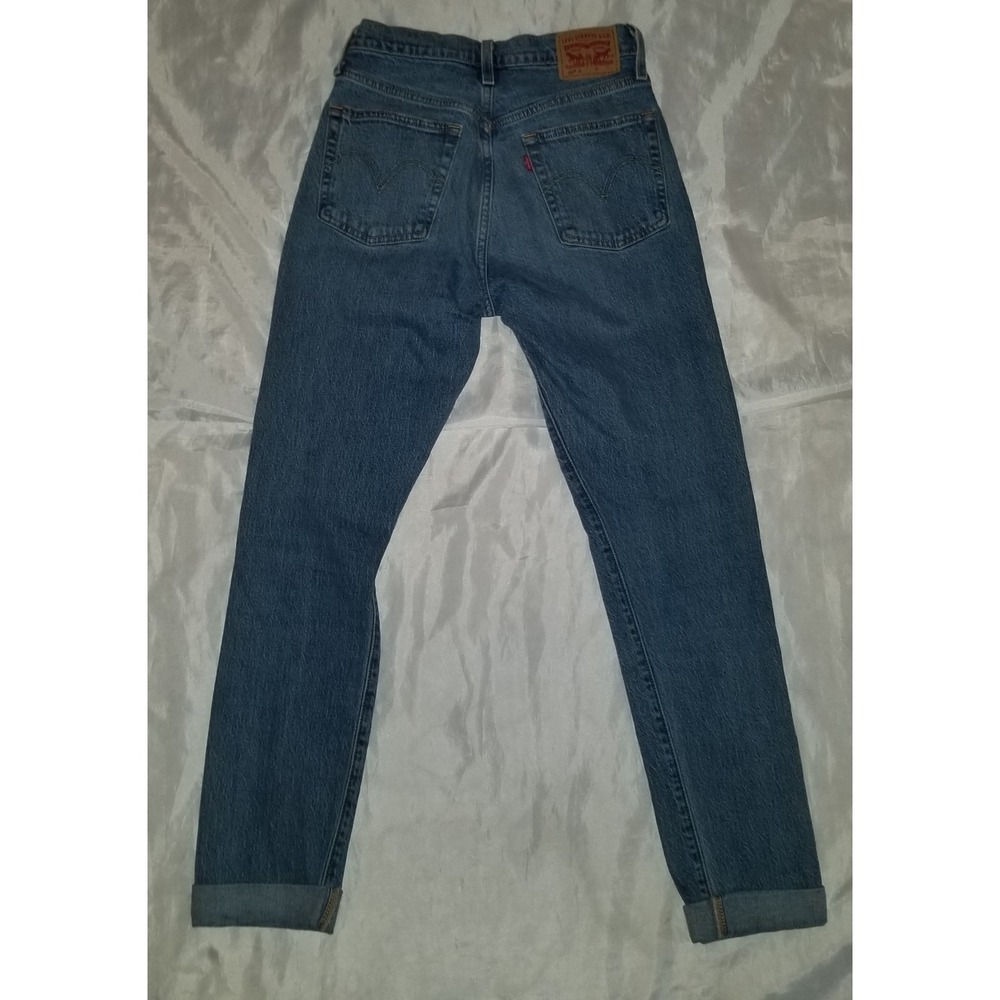 Levi's 501 Skinny Jeans Women 24 Blue Excellent Distressed High Rise Button Fly